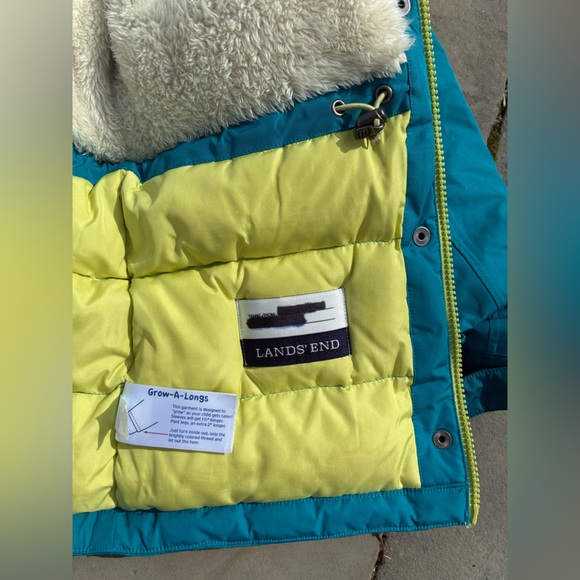 Lands' End Bright Teal Hooded Puffer Jacket with Sherpa Hood - Picture 6 of 8